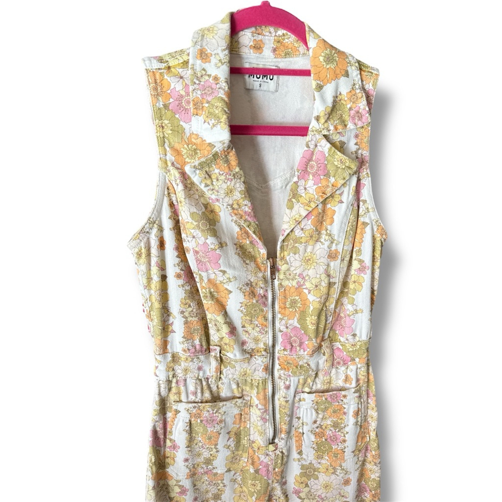 Show Me Your Mumu Jumpsuit Jacksonville Cropped Jumpsuit Groovy Blooms Stripe - Picture 3 of 6